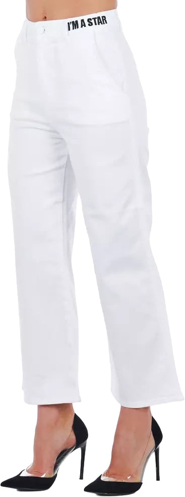 Frankie Morello White Cotton Women Cropped Trouser Wit
