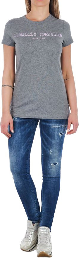 Frankie Morello Blue Cotton Women Jeans Blauw