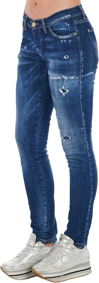 Frankie Morello Blue Cotton Women Jeans Blauw