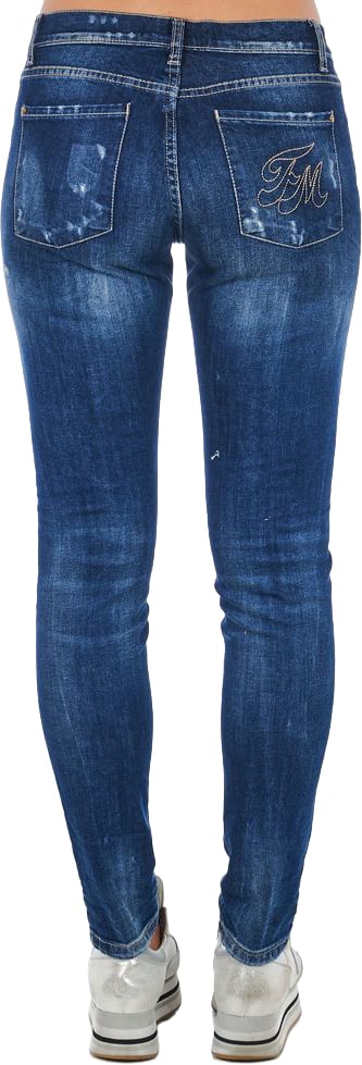 Frankie Morello Blue Cotton Women Jeans Blauw