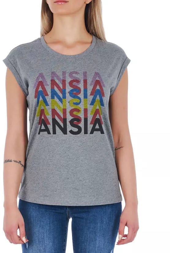 Frankie Morello Frankie Morello Gray Cotton Women T-Shirt Grijs