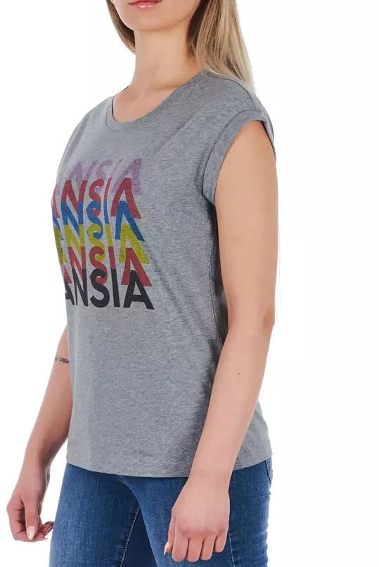 Frankie Morello Frankie Morello Gray Cotton Women T-Shirt Grijs