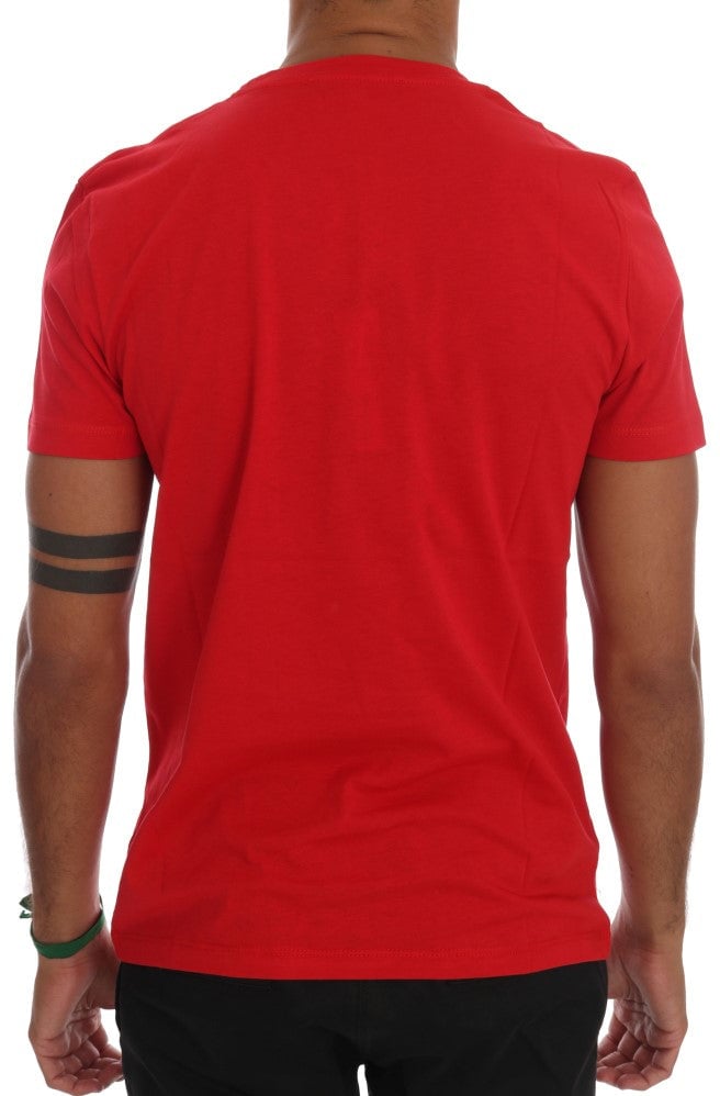 Frankie Morello Red Cotton RIDERS Crewneck T-Shirt Divers