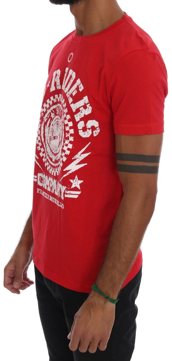 Frankie Morello Red Cotton RIDERS Crewneck T-Shirt Divers