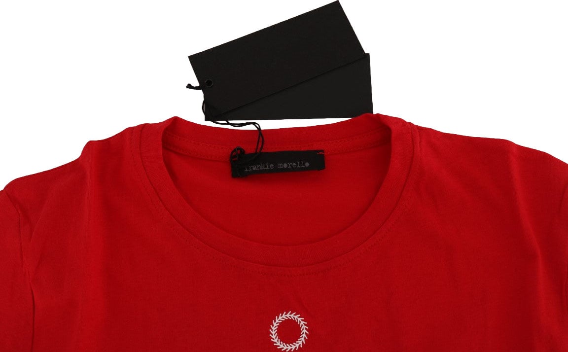 Frankie Morello Red Cotton RIDERS Crewneck T-Shirt Divers