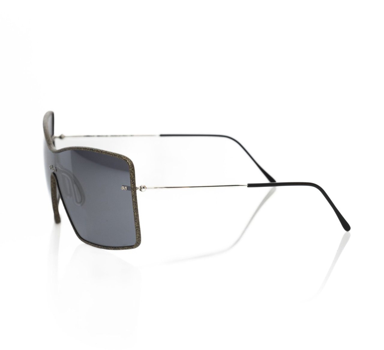 Frankie Morello Black Metallic Fiber Women Sunglasses Zwart