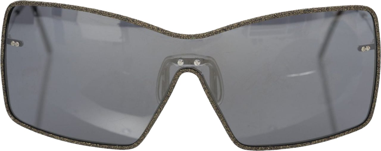 Frankie Morello Black Metallic Fiber Women Sunglasses Zwart