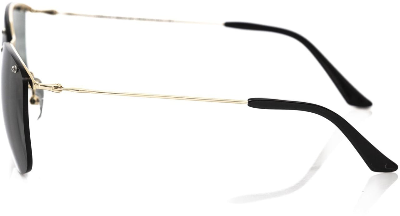Frankie Morello Black Metallic Fibre Men Sunglasses Zwart