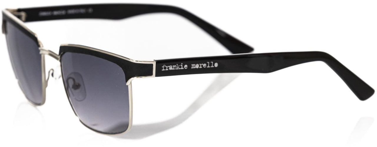 Frankie Morello Black Metallic Fibre Men Sunglasses Zwart