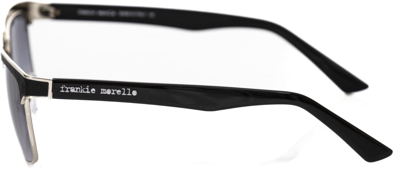 Frankie Morello Black Metallic Fibre Men Sunglasses Zwart