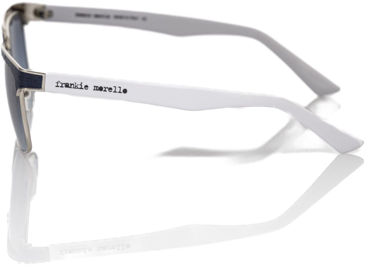 Frankie Morello Black Metallic Fiber Men Sunglass Zwart