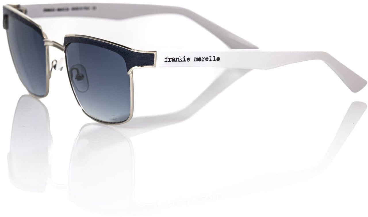 Frankie Morello Black Metallic Fiber Men Sunglass Zwart