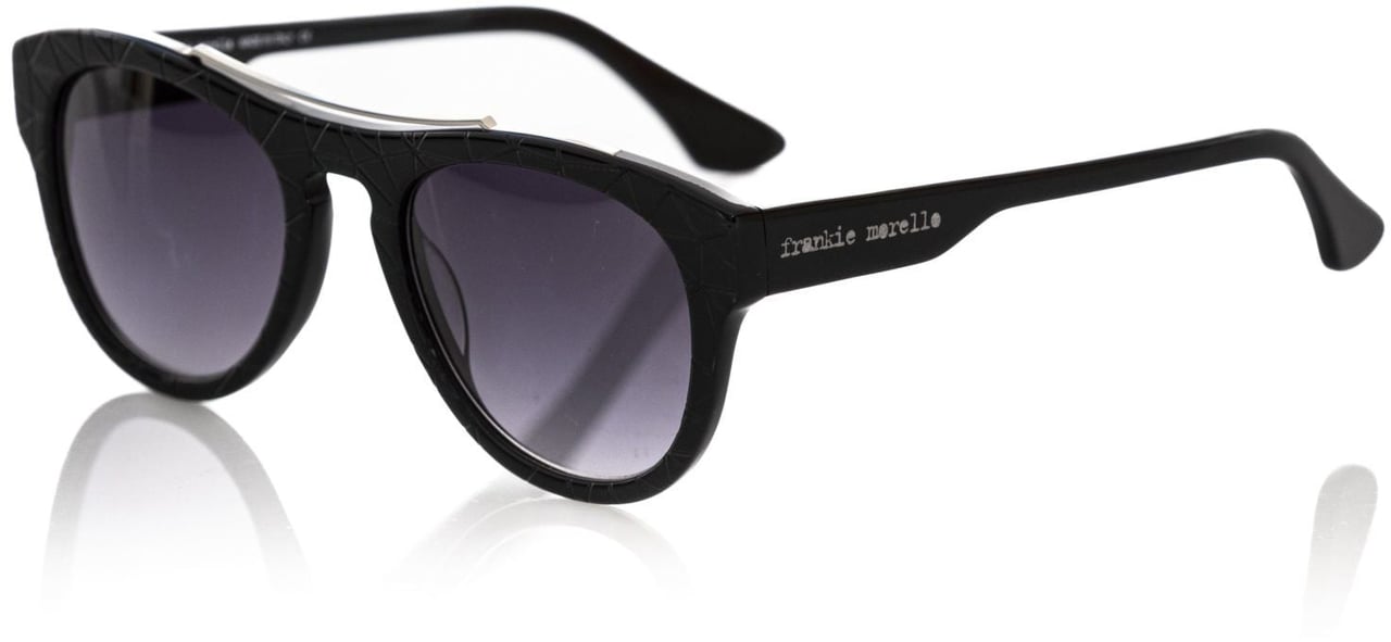 Frankie Morello Black Acetate Men Sunglasses Zwart
