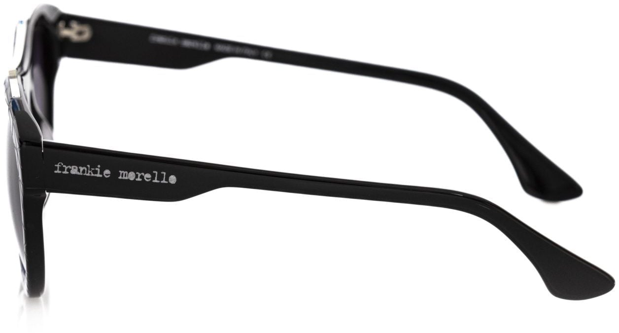 Frankie Morello Black Acetate Men Sunglasses Zwart