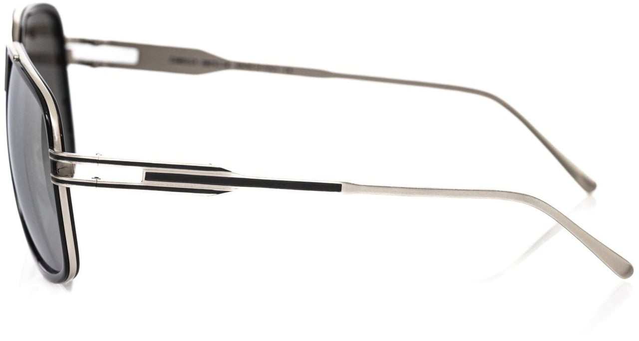 Frankie Morello Black Metallic Fiber Men Sunglass Zwart