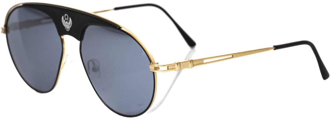 Frankie Morello Black Metallic Men's Sunglass Shield Zwart