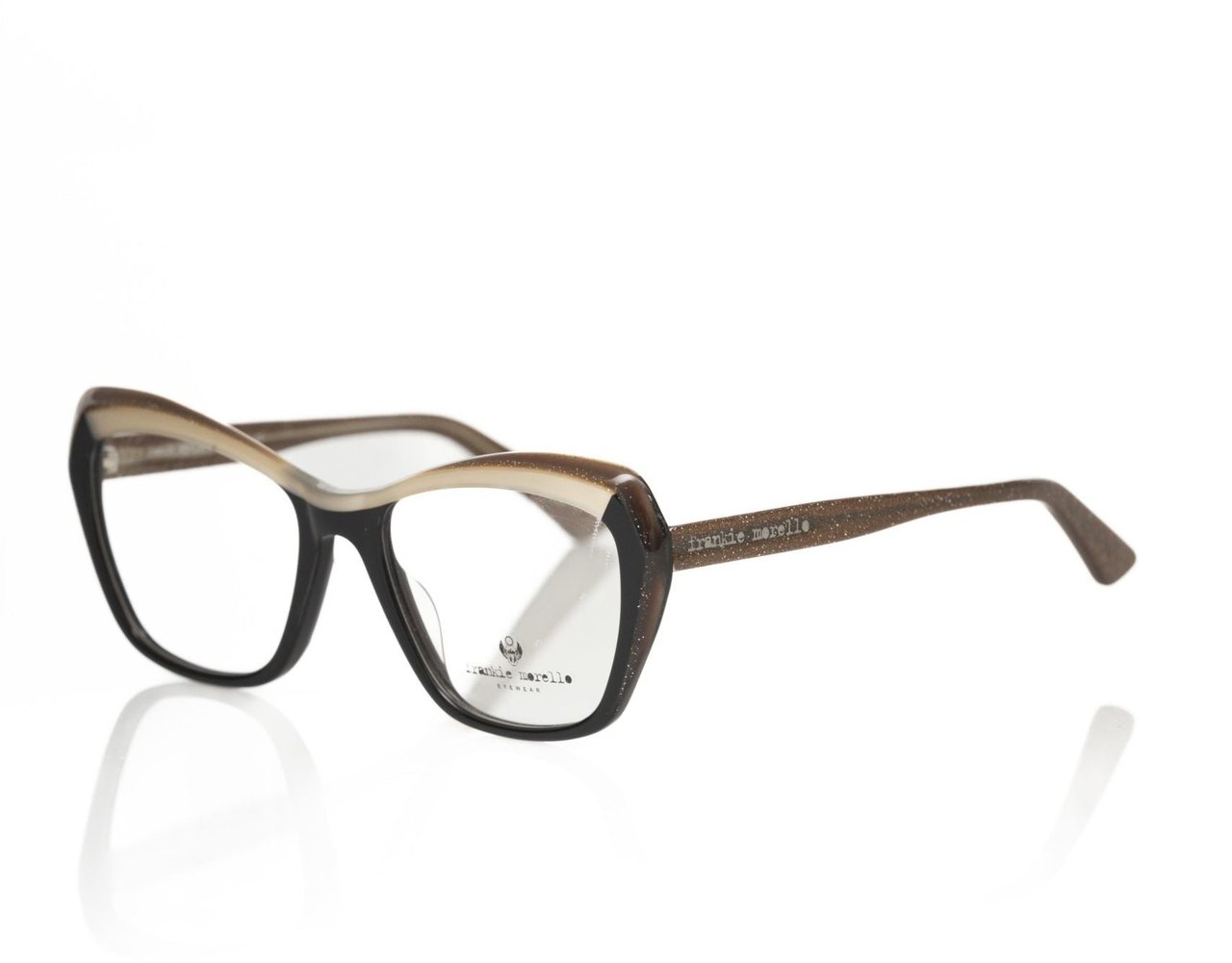 Frankie Morello Black Acetate Women's Eyeglass Frame Zwart