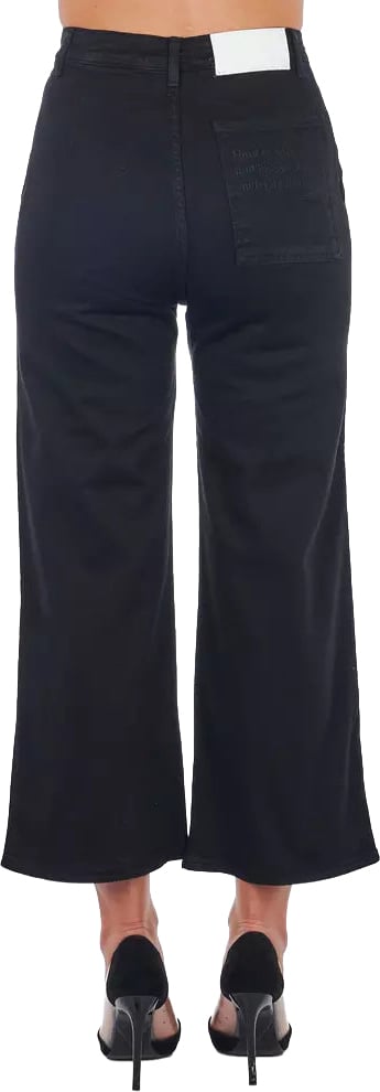 Frankie Morello Black Cotton Women Cropped Trouser Zwart
