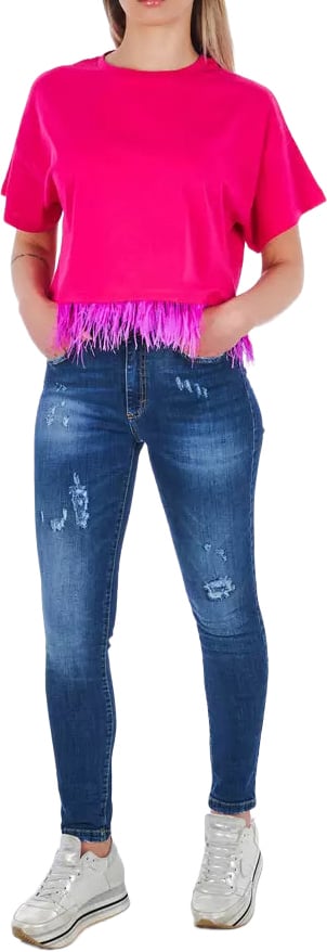 Frankie Morello Blue Other Fibres Women Jeans Blauw
