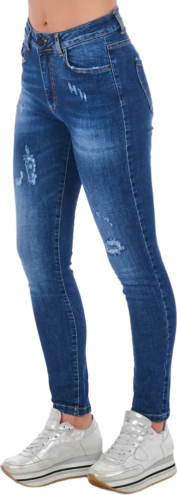 Frankie Morello Blue Other Fibres Women Jeans Blauw