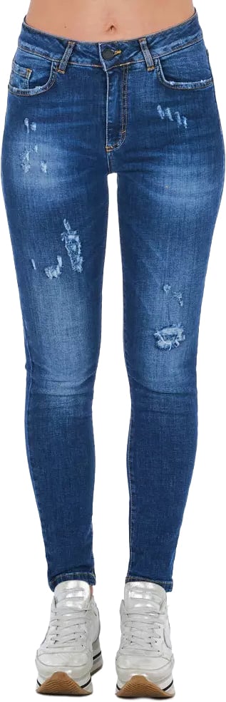 Frankie Morello Blue Other Fibres Women Jeans Blauw