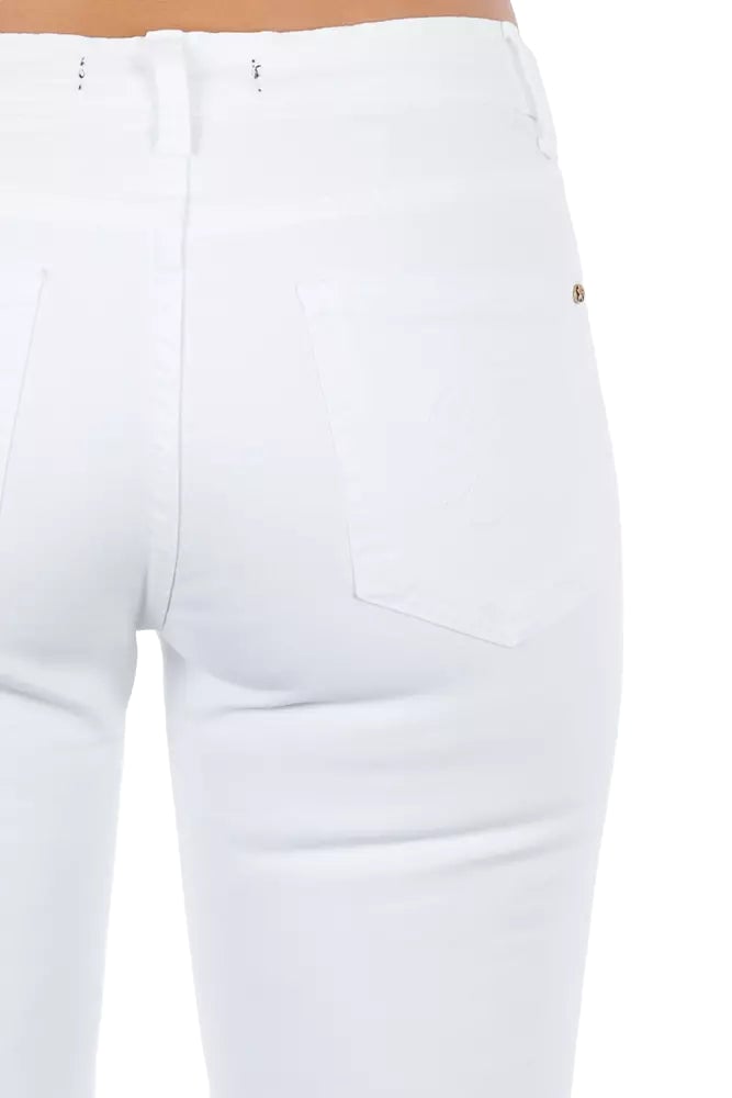 Frankie Morello White Cotton Women Jeans Wit