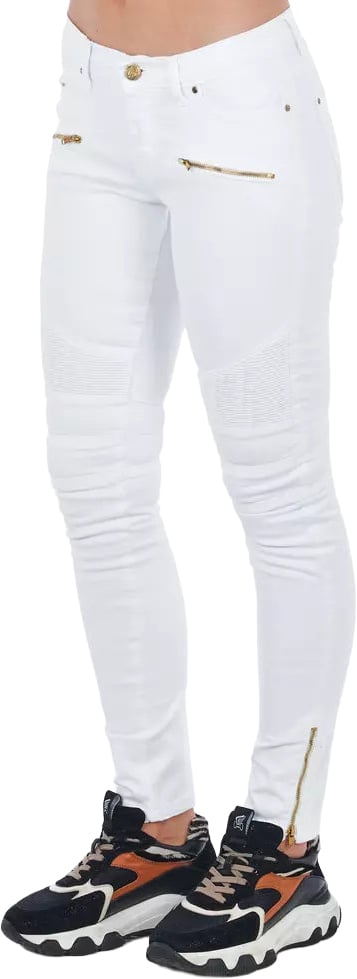 Frankie Morello White Cotton Women Jeans Wit