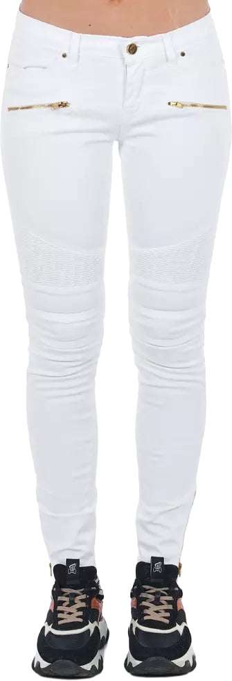 Frankie Morello White Cotton Women Jeans Wit