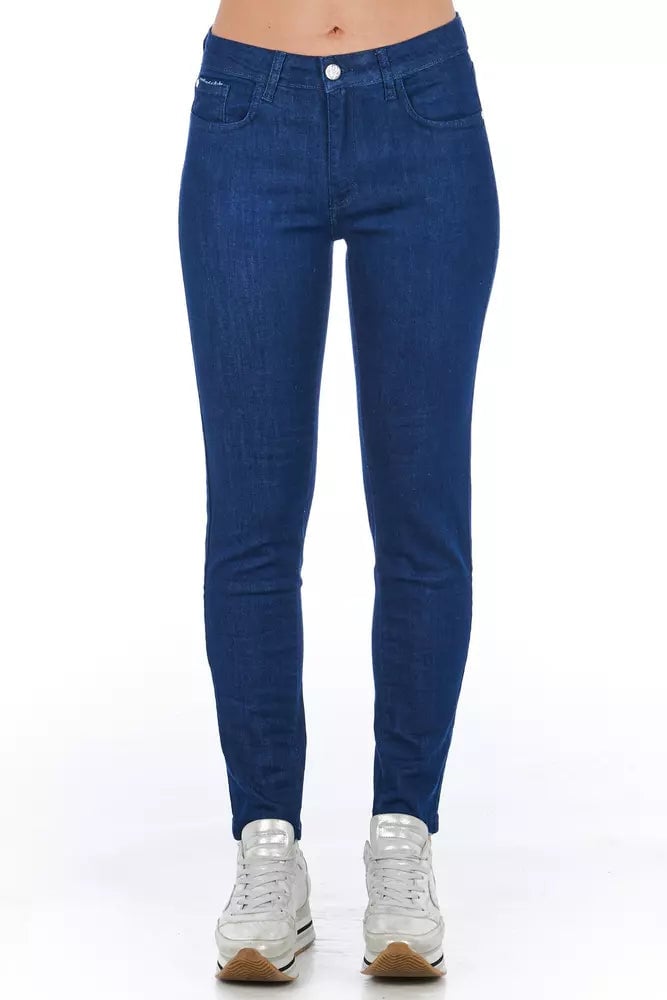 Frankie Morello Blue Cotton Women Skinny Jean Blauw