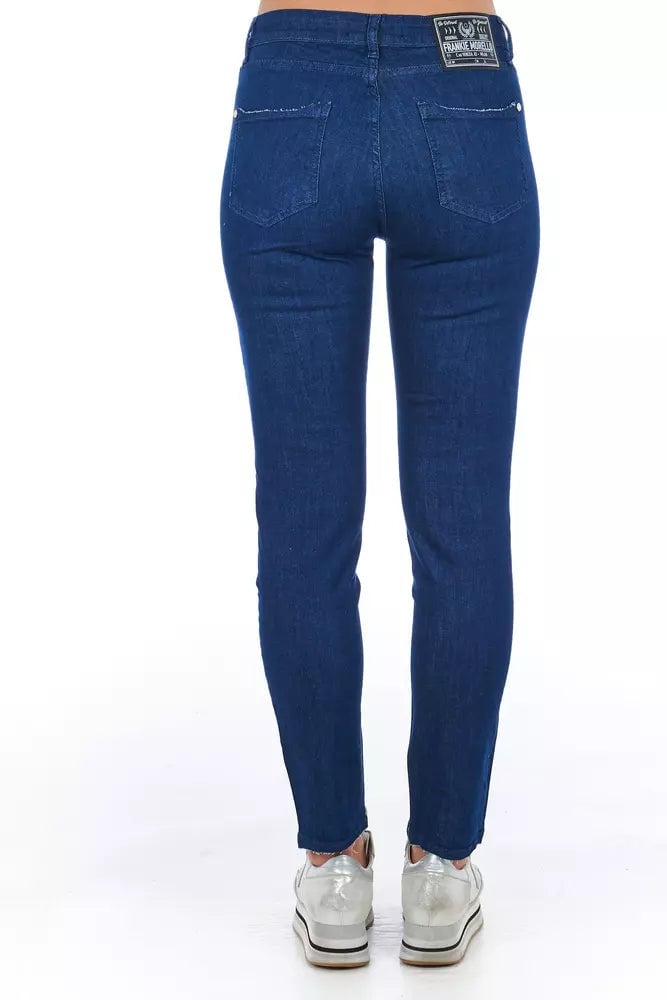 Frankie Morello Blue Cotton Women Skinny Jean Blauw