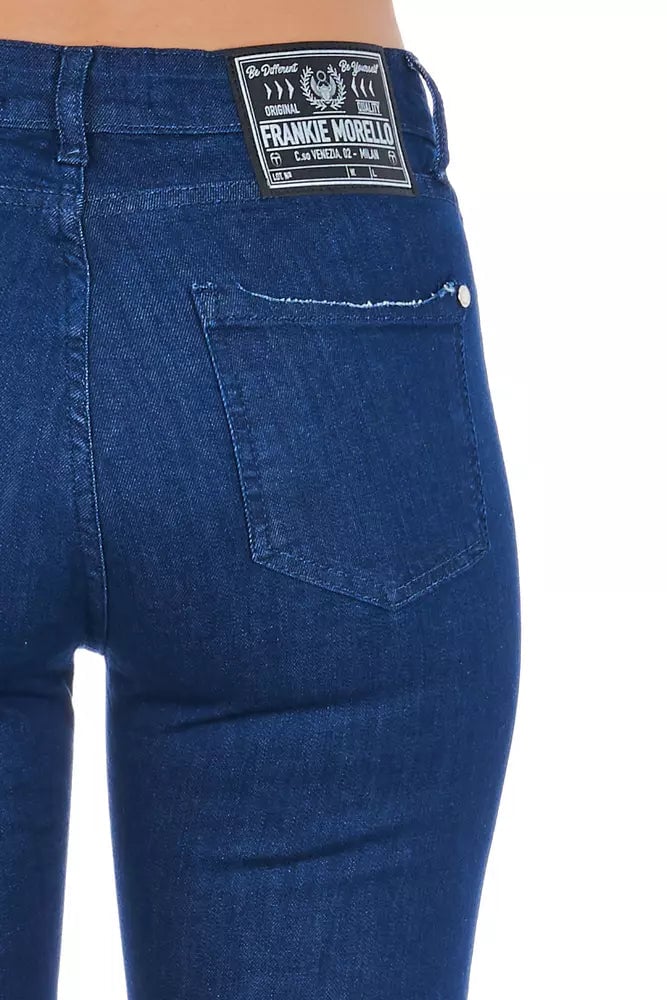 Frankie Morello Blue Cotton Women Skinny Jean Blauw