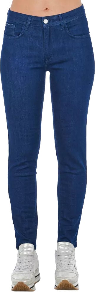 Frankie Morello Blue Cotton Women Skinny Jean Blauw