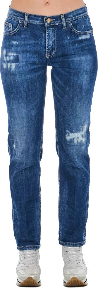 Frankie Morello Blue Cotton Women Jeans Blauw