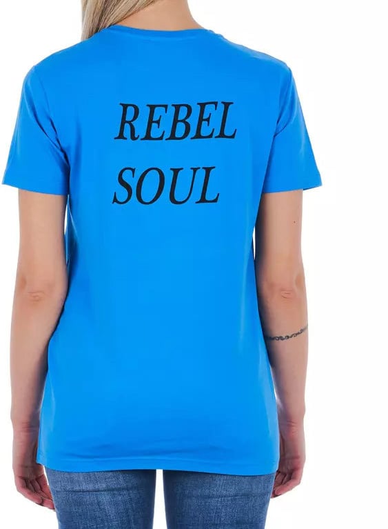 Frankie Morello Frankie Morello Light Blue Cotton Women T-Shirt Blauw