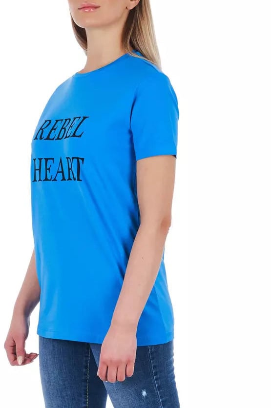 Frankie Morello Frankie Morello Light Blue Cotton Women T-Shirt Blauw