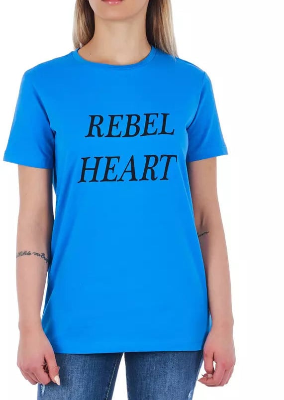 Frankie Morello Frankie Morello Light Blue Cotton Women T-Shirt Blauw