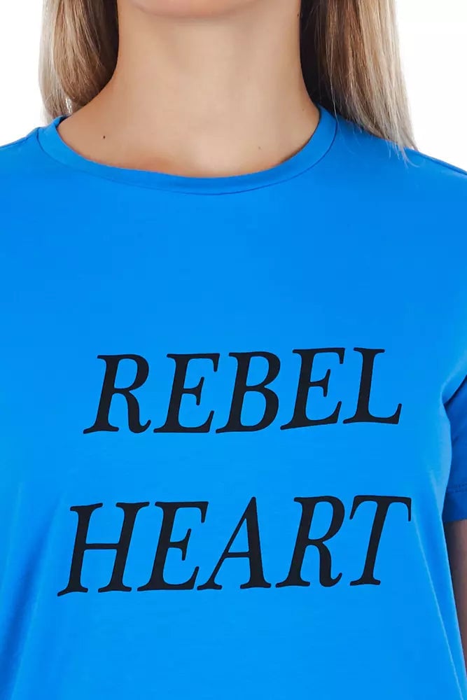 Frankie Morello Frankie Morello Light Blue Cotton Women T-Shirt Blauw