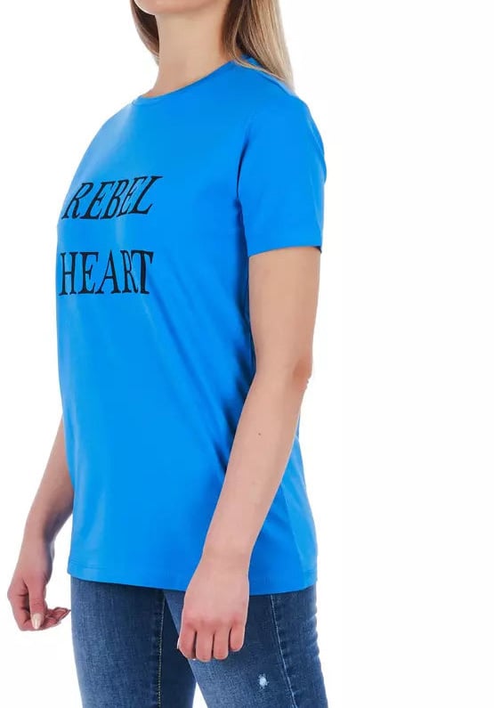 Frankie Morello Frankie Morello Light Blue Cotton Women T-Shirt Blauw