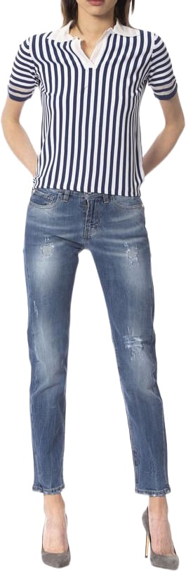 Frankie Morello Blue Other Fibres Women Jeans Blauw