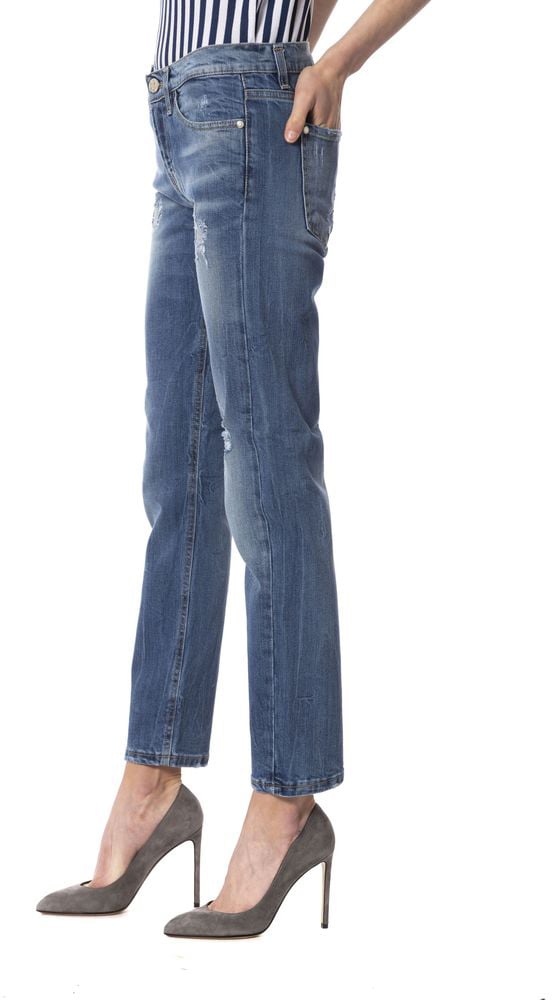 Frankie Morello Blue Other Fibres Women Jeans Blauw