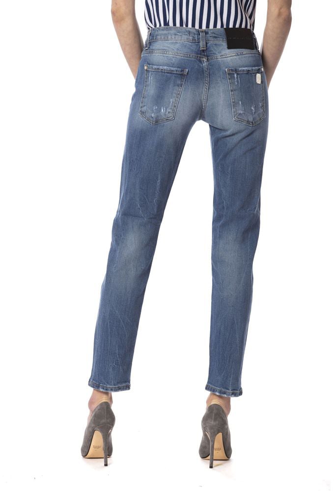 Frankie Morello Blue Other Fibres Women Jeans Blauw