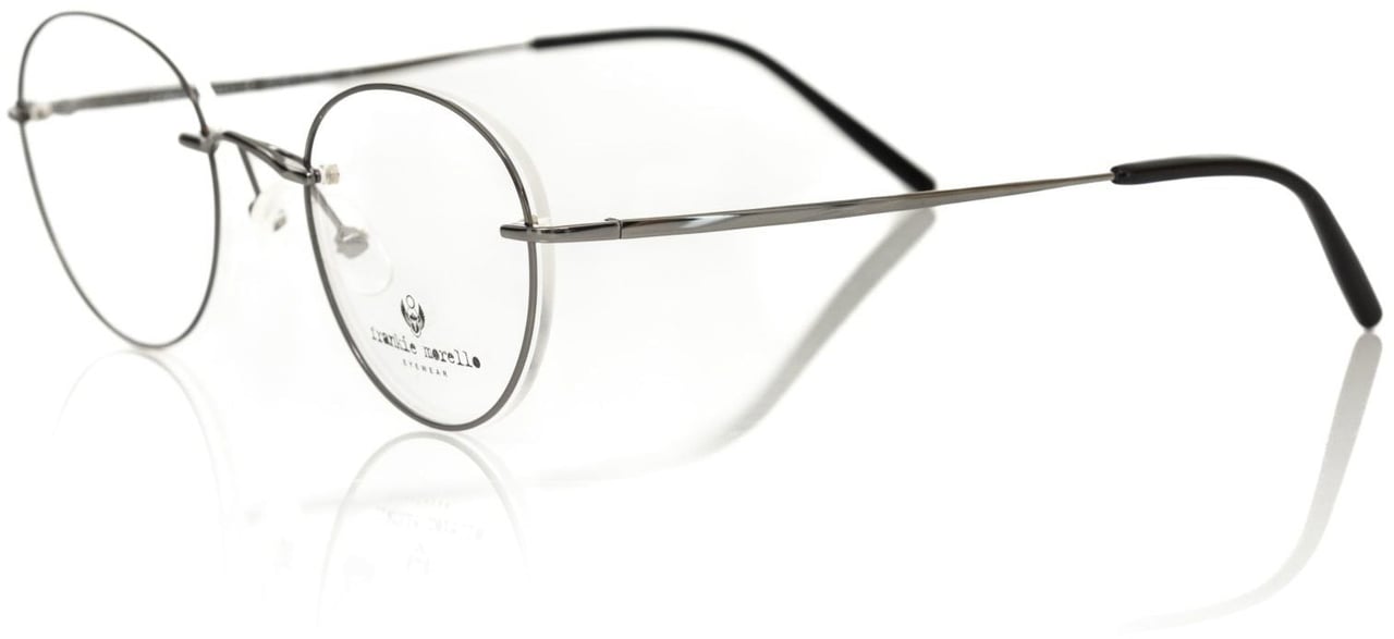 Frankie Morello Frankie Morello Gray Metallic Men's Eyeglass Frame Grijs