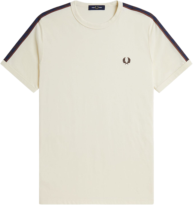 Fred Perry Fred Perry Contrast Tape Ringer T-Shirt Beige