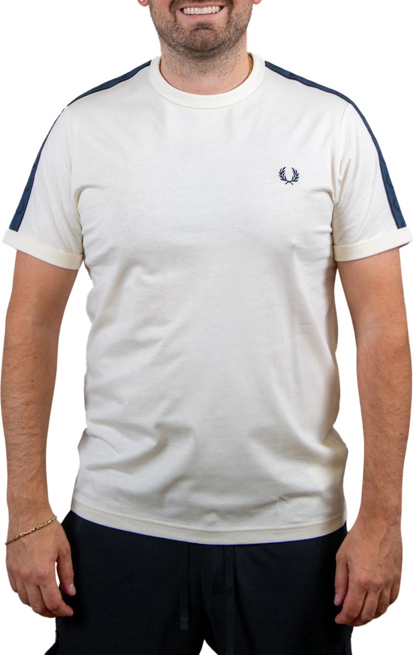 Fred Perry Contrast Tape Ringer T-Shirt Beige