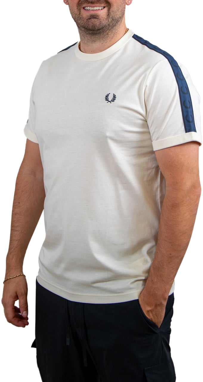 Fred Perry Contrast Tape Ringer T-Shirt Beige
