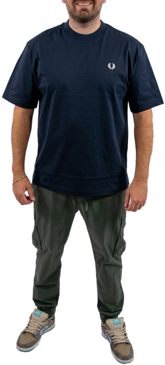 Fred Perry Fred Perry Back Print Fred Perry Text T-Shirt Blauw