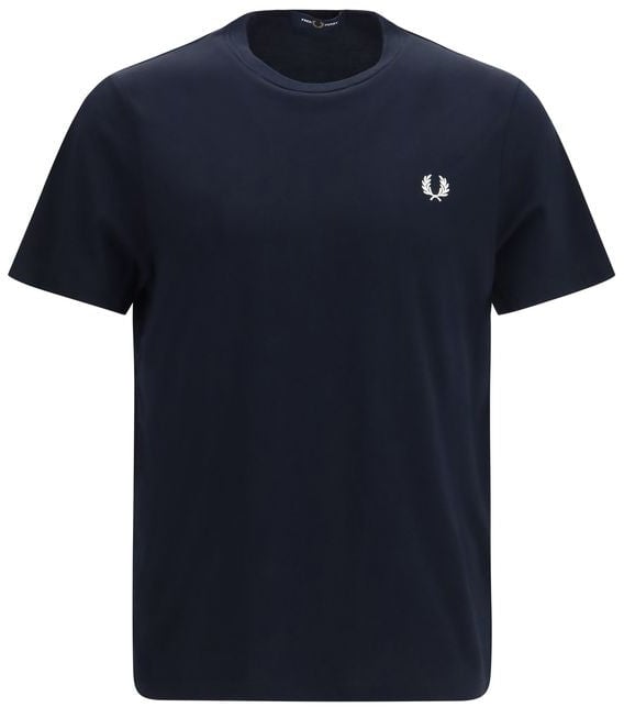 Fred Perry Blue Cotton T-Shirt Blauw