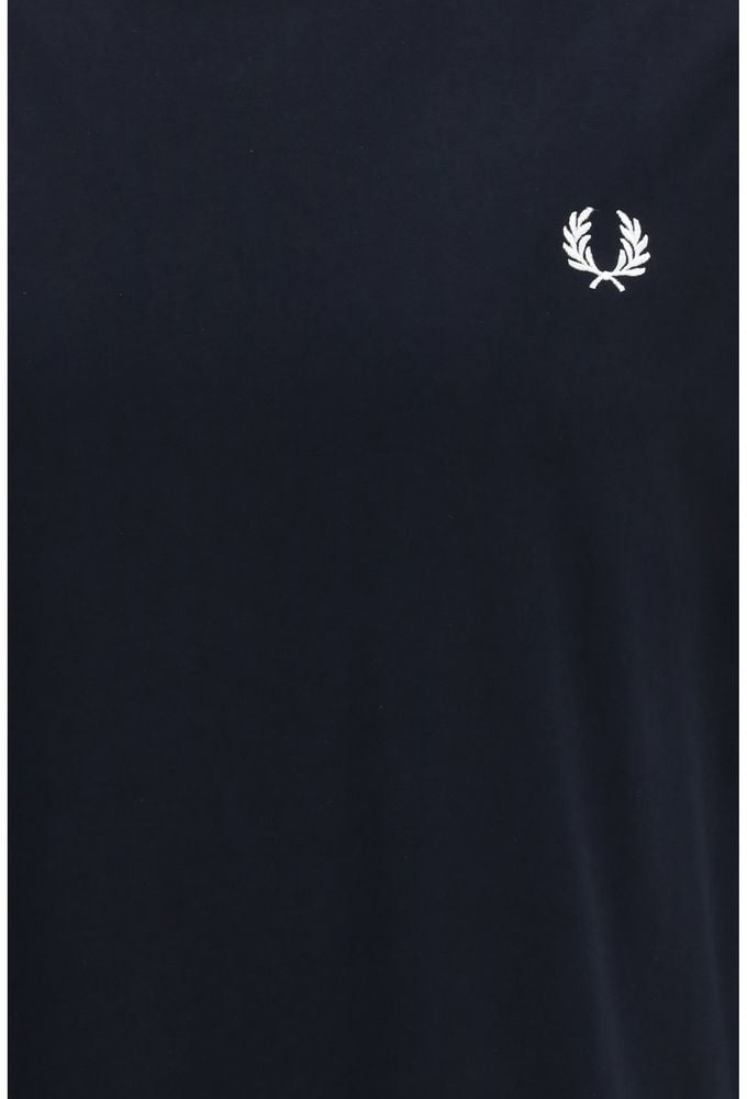 Fred Perry Blue Cotton T-Shirt Blauw
