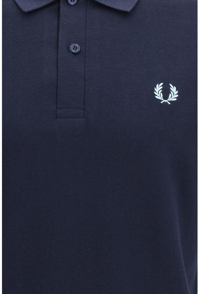 Fred Perry Blue Cotton Polo Shirt Blauw