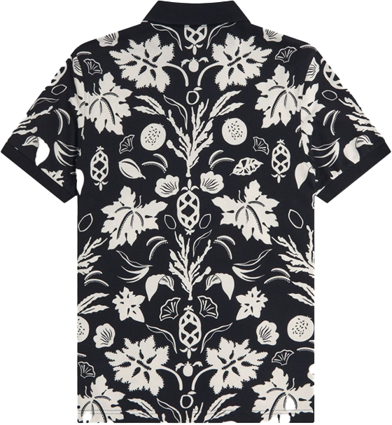 Fred Perry Fred Perry Botanical Print Polo Shirt Zwart